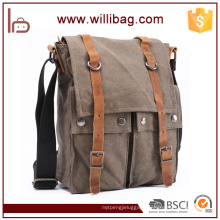 Wholesale Customizable Men's Canvas Leather Messenger Bag